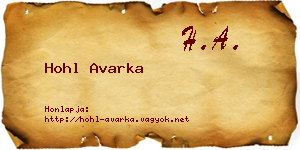 Hohl Avarka névjegykártya